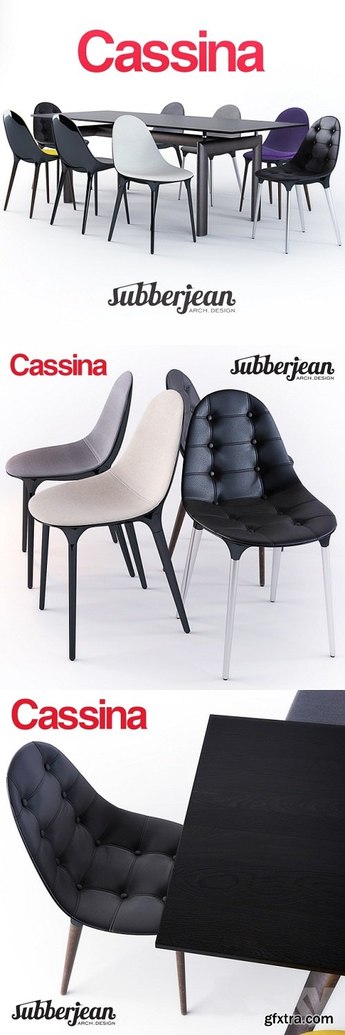 Cassina Caprice Chairs / LC6 Table 3d Model