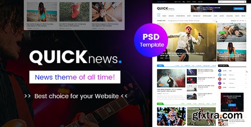 ThemeForest - Quicknews v1.0 - Blog, Magazine & News PSD Template - 20829798