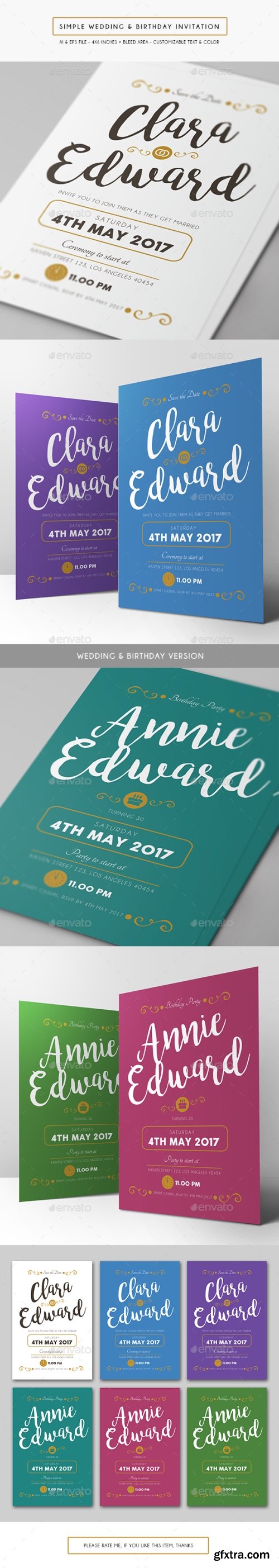 Graphicriver - Simple Wedding & Birthday Invitation 15724115