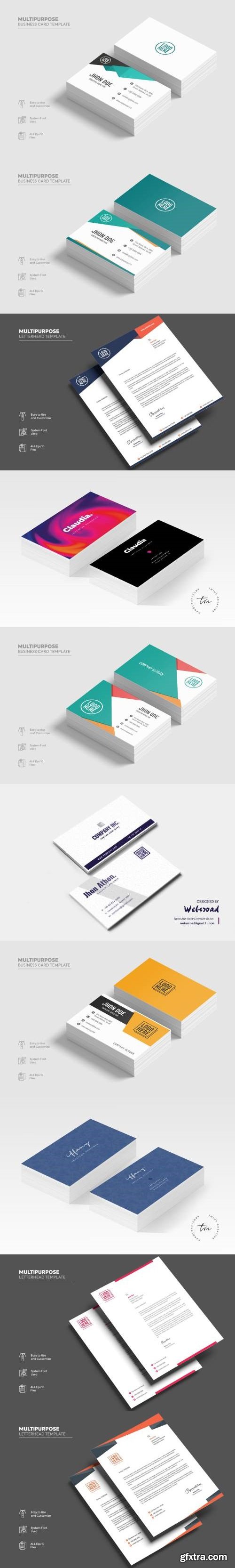 Multipurpose Business Card and Letterhead template Bundle