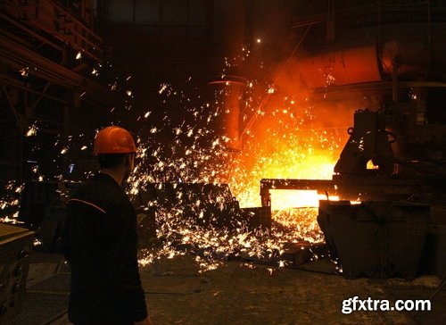 Steelmaker metallurgical blast furnace melting metal factory factory worker 25 HQ Jpeg