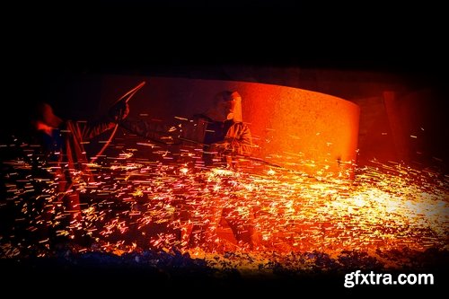 Steelmaker metallurgical blast furnace melting metal factory factory worker 25 HQ Jpeg