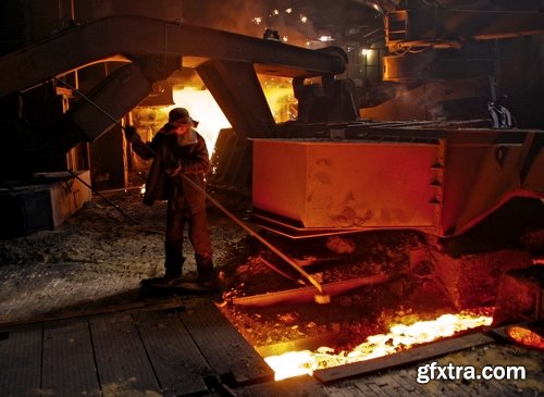 Steelmaker metallurgical blast furnace melting metal factory factory worker 25 HQ Jpeg