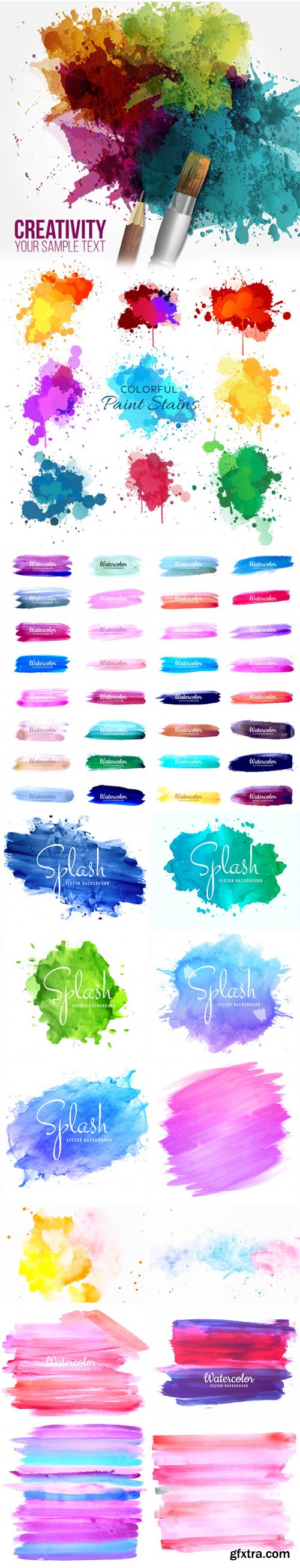 50+ Creativity Splash & Watercolor Brush Stroke Designs Vector [Ai/EPS]