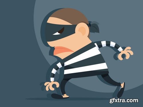 Thief criminal cartoon vector image 25 EPS