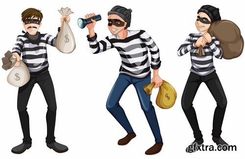 Thief criminal cartoon vector image 25 EPS