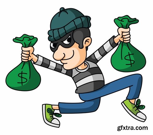 Thief criminal cartoon vector image 25 EPS