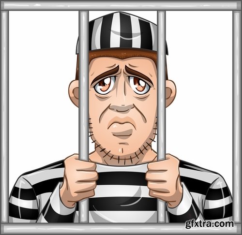 Thief criminal cartoon vector image 25 EPS