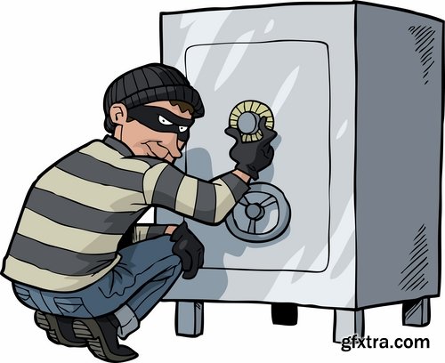 Thief criminal cartoon vector image 25 EPS