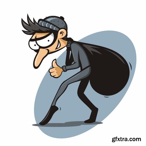 Thief criminal cartoon vector image 25 EPS