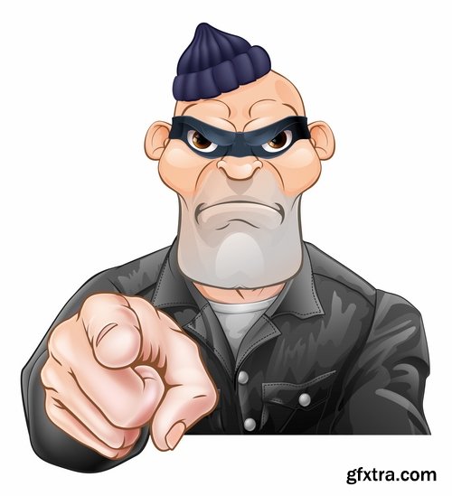 Thief criminal cartoon vector image 25 EPS