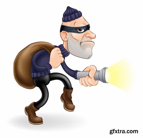 Thief criminal cartoon vector image 25 EPS