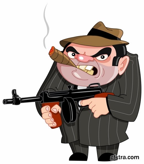 Thief criminal cartoon vector image 25 EPS