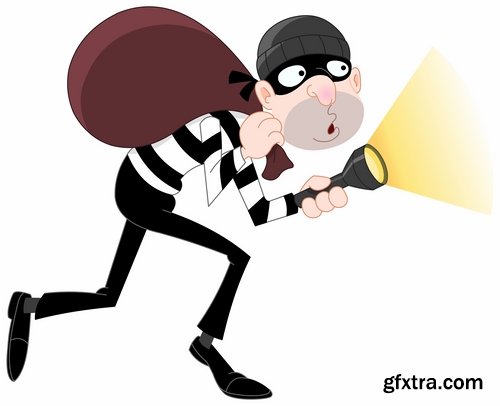 Thief criminal cartoon vector image 25 EPS