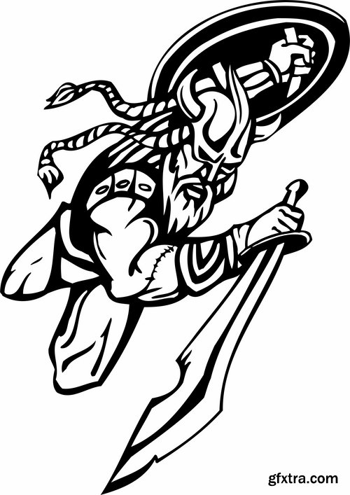 Barbarian viking tattoo design 25 EPS