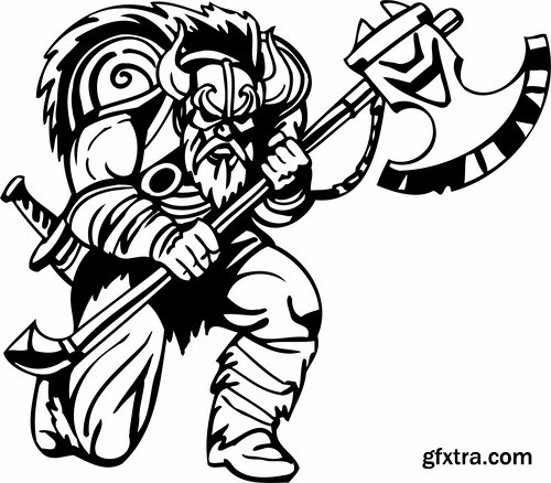 Barbarian viking tattoo design 25 EPS