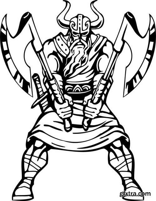 Barbarian viking tattoo design 25 EPS