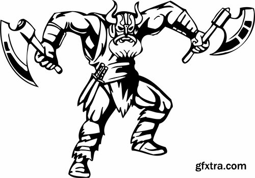 Barbarian viking tattoo design 25 EPS