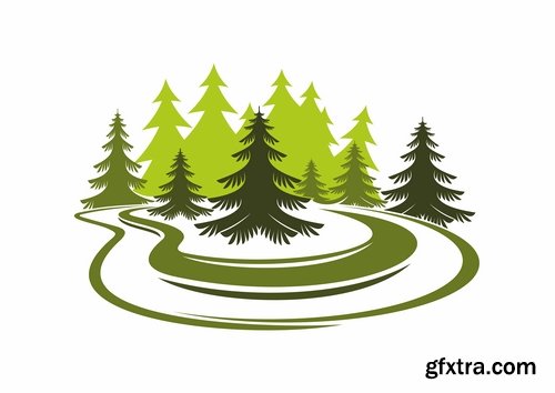 Logo forest trees nature picture vector business campaign 25 EPS