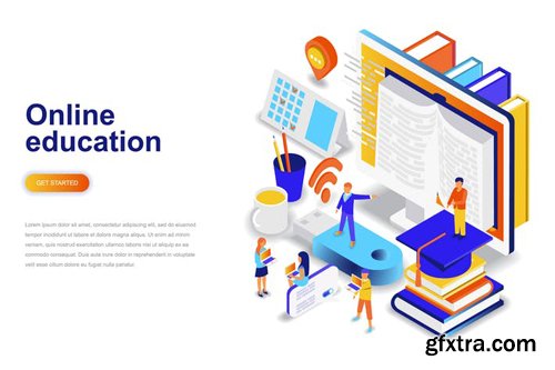 Online Education Isometric Concept