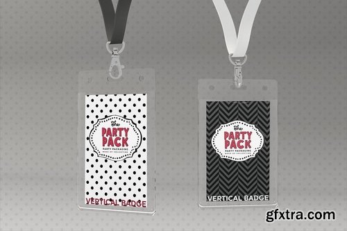 Name Badges with Lanyards Party Packaging Mockup