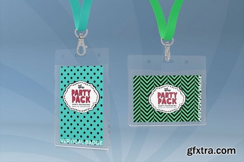 Name Badges with Lanyards Party Packaging Mockup