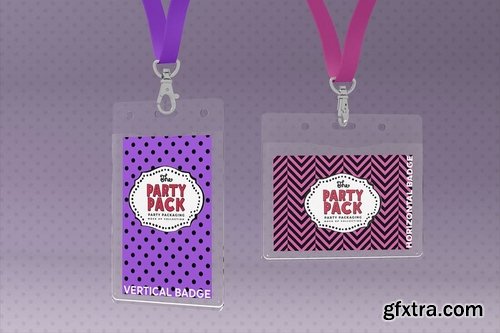 Name Badges with Lanyards Party Packaging Mockup