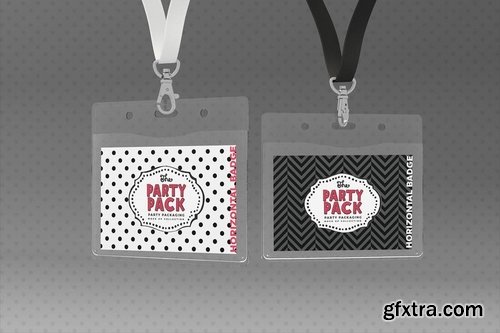 Name Badges with Lanyards Party Packaging Mockup