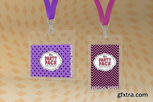 Name Badges with Lanyards Party Packaging Mockup