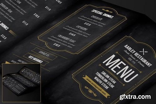 Blackboard Food Menu (Trifold) + Business Card