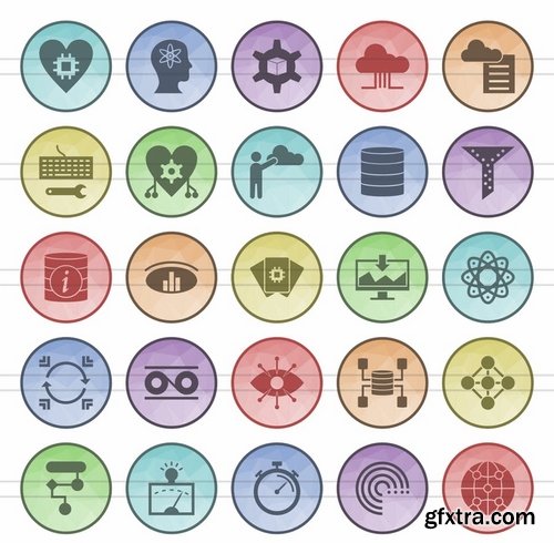 Personality Traits  Data Analytics Smart Watch Pirate Hand Tools Filled Low Poly Icons