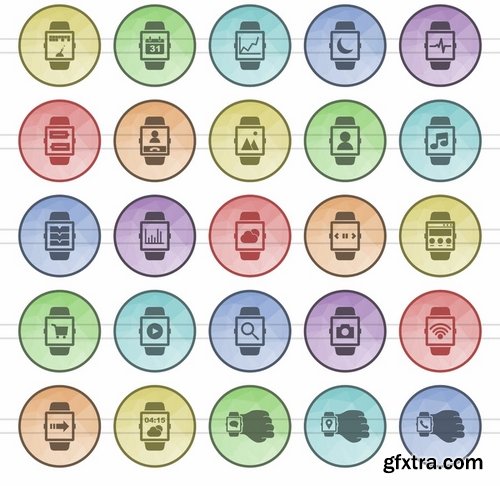 Personality Traits  Data Analytics Smart Watch Pirate Hand Tools Filled Low Poly Icons