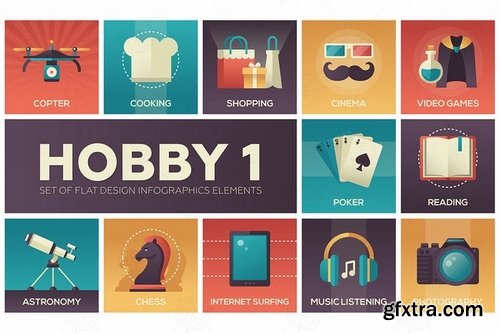 Hobby - Social networks set of flat design infographics elements