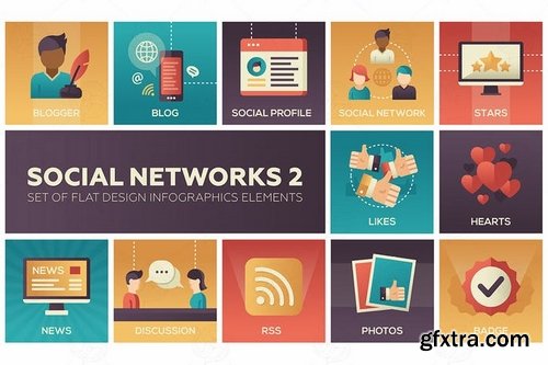 Hobby - Social networks set of flat design infographics elements