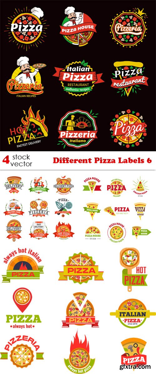 Vectors - Different Pizza Labels 6