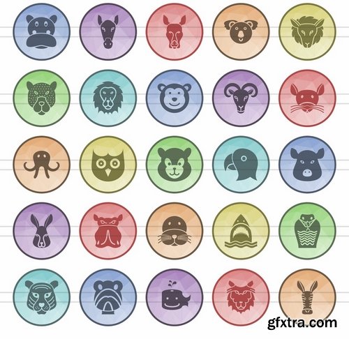 Animal Faces_Avatars_ Filled Low Poly Icons