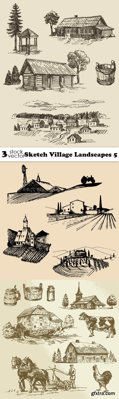 Vectors - Sketch Village Landscapes 5