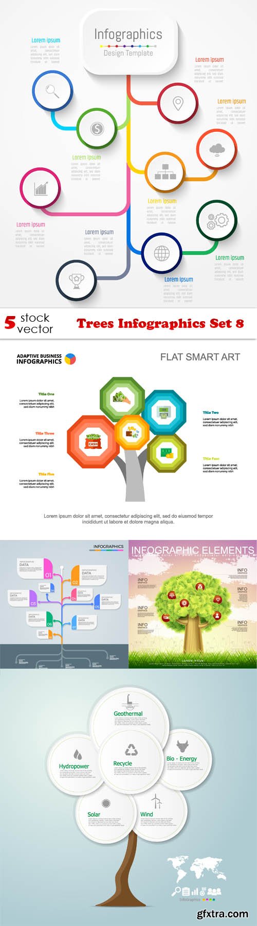 Vectors - Trees Infographics Set 8