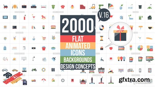 Videohive Flat Animated Icons Library V16 11453830