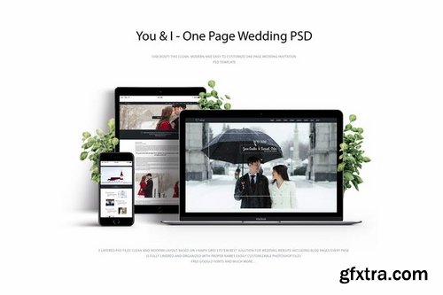 You & I – One Page Wedding PSD Template