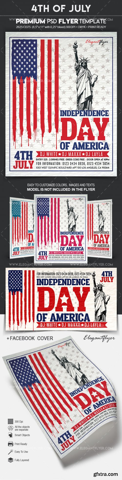 4th of July V25 2018 Flyer PSD Template