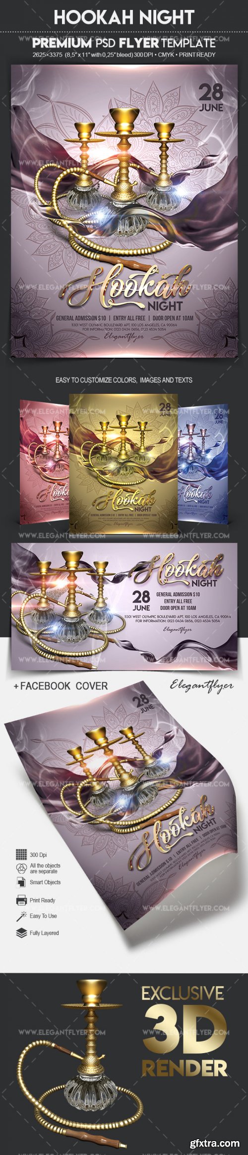 Hookah Night V6 2018 Flyer PSD Template