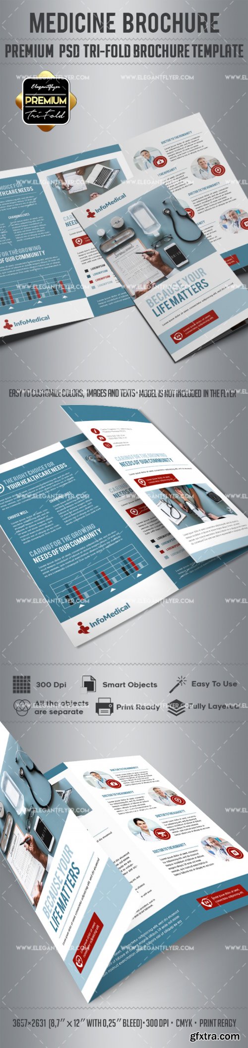 Medicine V7 2018 Tri-Fold Brochure PSD Template