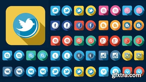 Videohive - 56 Flat Style Animated Social Icons - 13578940