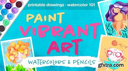 Paint vibrant illustration art with watercolors and pencils