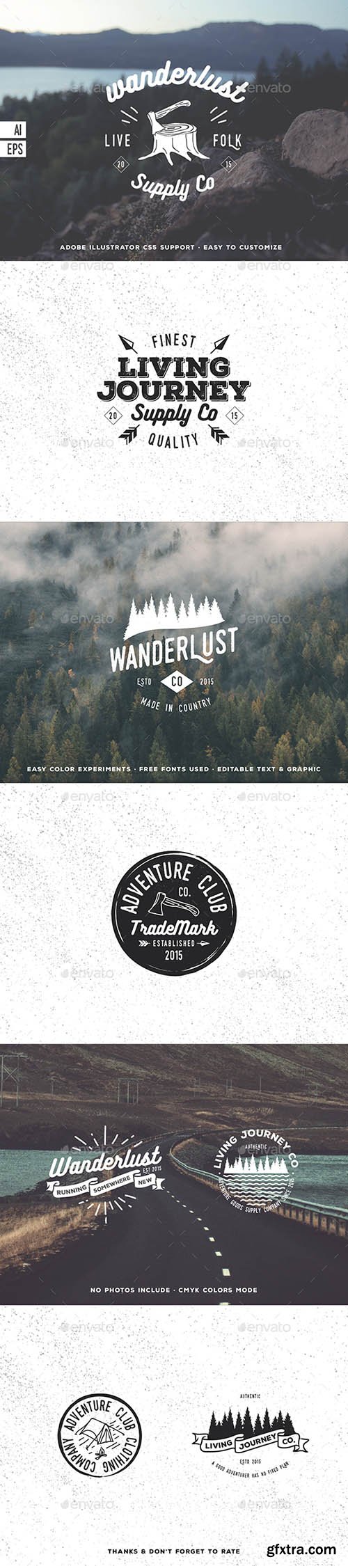 GraphicRiver - 8 Hiking Hipster Badges 14319769