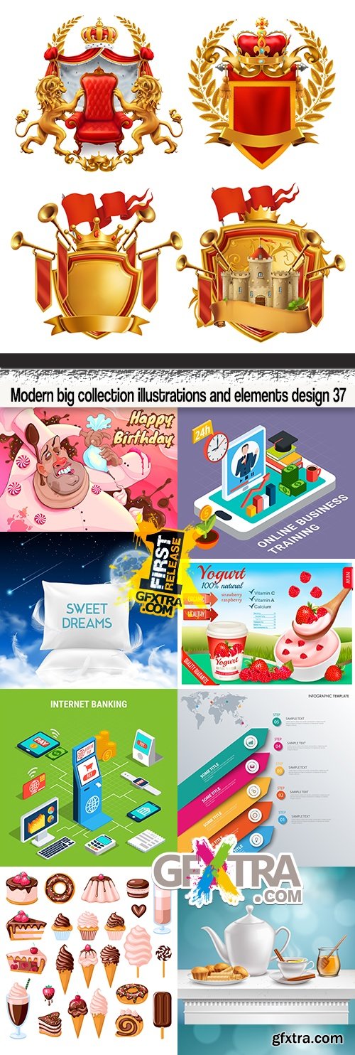 Modern big collection illustrations and elements design 37