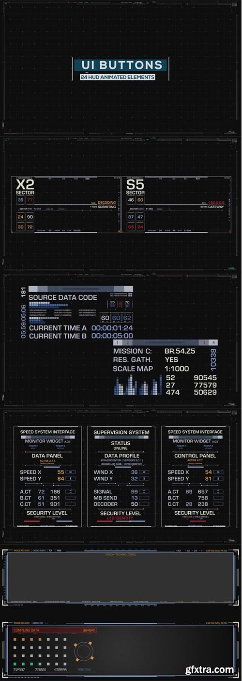 Pond5 - Ui Button Elements. Pack Of 29. Sci Fi Hud Design - 077559523