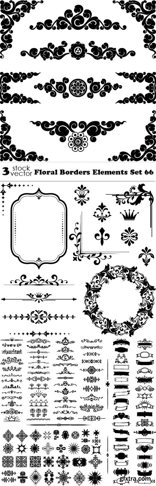 Vectors - Floral Borders Elements Set 66