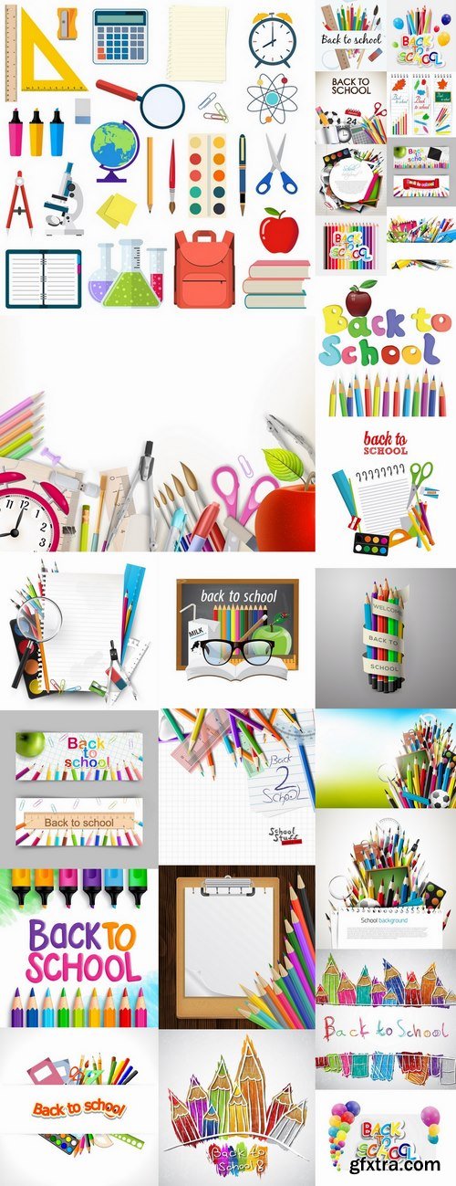 Back to school pencil pen line flyer banner 25 EPS